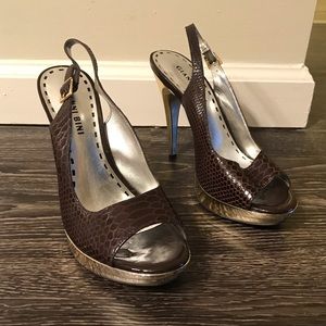Gianni Bini Brown Snakeskin Pumps